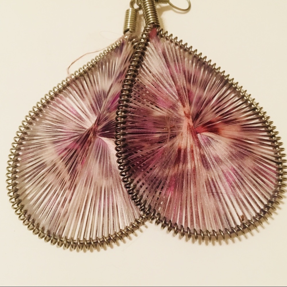 Threaded dangling earrings